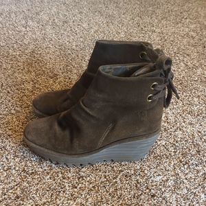 Fly London Yama Suede Boots Oil Suede Sludge